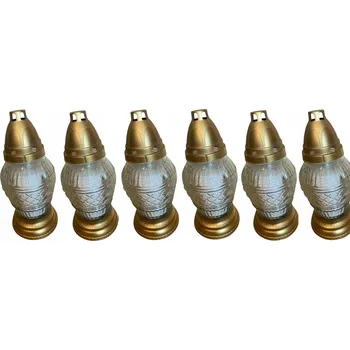 Smuteční dekorace 6X HŘBITOVNÍ SVÍČKA VELKÝ SKLENĚNÝ LAMPION NA HROB + VLOŽKA 25 cm