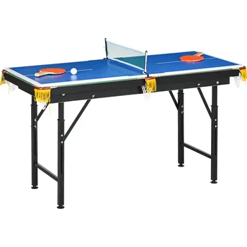 Stolní tenis SPORTNOW multigame herní stůl 2v1 multifunkční stůl na stolní tenis a kulečník pro děti a dospělé, ocel 140x63x60-80cm, zelený | Aosom.de