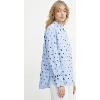 Dámská košile Bavlněná košile Karl Lagerfeld A1W11038 modrá 55X, vel. 38