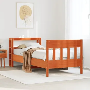 Postel vidaXL Postel bez matrace 90 x 190 cm masivní borovice [3306286] Barva: Voskově hnědá