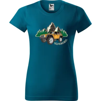 Dámské tričko DOBRÝ TRIKO Dámské tričko s potiskem Adventures Barva: Petrolejová, Velikost: L