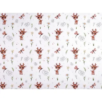 Bavlněná látka / plátno srnka METRÁŽ - (72) bílá