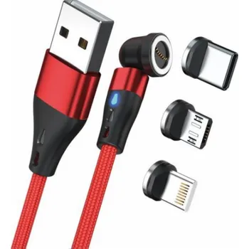 Datový kabel Realpower Magnetický kabel USB kabel 3 Amp, 2 m, rot s adaptérem