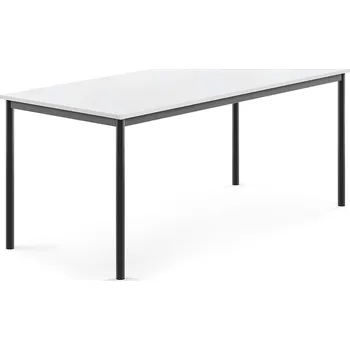 Jídelní stůl Stůl SONITUS, 1800x800x720 mm, antracitově šedé nohy, HPL deska tlumící hluk, bílá