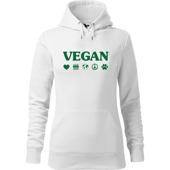 Dámská mikina DOBRÝ TRIKO Dámská mikina s potiskem Vegan symboly Velikost dámské mikiny: XS, Barva: Bílá