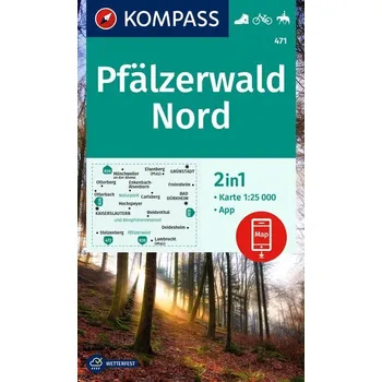 KOMPASS Wanderkarte 471 Pfälzerwald Nord 1:25.000