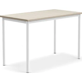 Jídelní stůl Stůl BORÅS PLUS, 1200x600x760 mm, bílé nohy, HPL deska, jasan