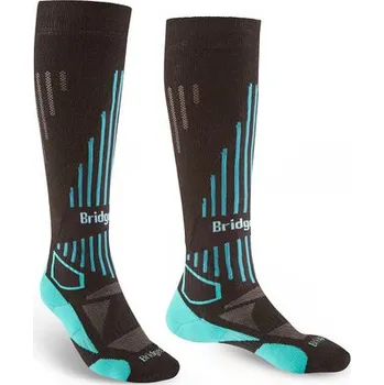 Dámské termo ponožky Dámské lyžařské podkolenky Bridgedale Ski Lightweight Womens Over Calf Merino Performance 007 black/blue - S (3-4,5) / EU 35-37 / 21-23 cm