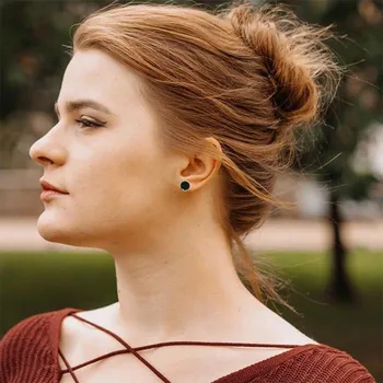 Náušnice art-wood.cz Náušnice pecky - Black wood v lůžku Velikost: 8 mm