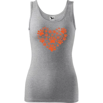 Dámské tričko DOBRÝ TRIKO Dámské tílko s potiskem Psí tlapky srdce Velikost: S, Barva: Tmavě šedý melír