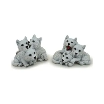 Soška - Vlk- Trio vlčích štěňat