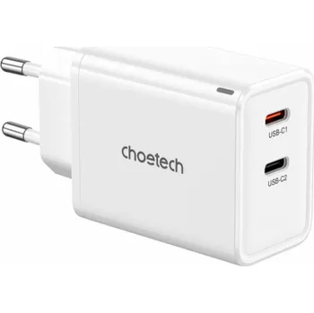Choetech PD6013, GaN, 2x USB-C, síťová nabíječka PD65W (bílá)