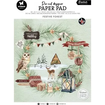 Kreativní blok s výseky Studio Light, A4, 28 l. - Vánoční les