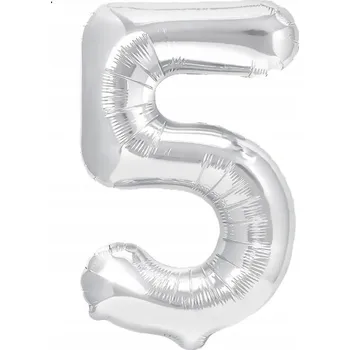 Balónek SUPER Fóliový balónek Číslice 5 stříbrná 450007 100 cm číslo narozeniny oslavy o
