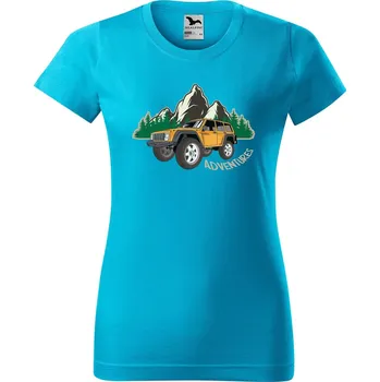 Dámské tričko DOBRÝ TRIKO Dámské tričko s potiskem Adventures Barva: Tyrkysová, Velikost: 2XL