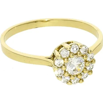 Prsten Goldstore Zlatý prsten se zirkony v květině Velikost: 57, Váha: 1.91 g