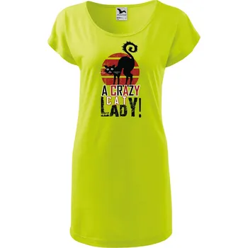 Dámské tričko DOBRÝ TRIKO Dámské tričko/šaty Crazy cat lady Velikost: L, Barva: Limetková