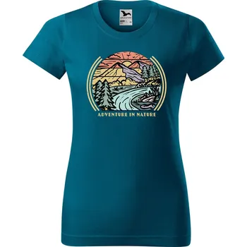 DOBRÝ TRIKO Dámské tričko s potiskem Adventure in nature Barva: Petrolejová, Velikost: 2XL