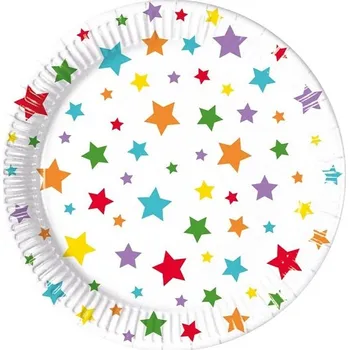 Party nádobí Procos Talířky papírové s barevnými hvězdičkami 20cm 8ks