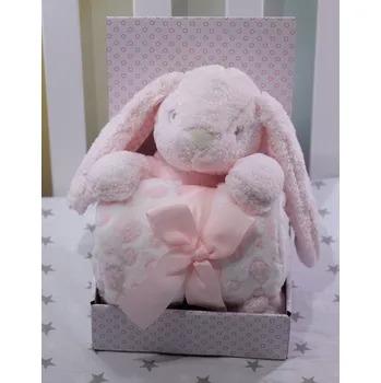 Dětská deka Deka dětská + hračka růžový zajíček Botobaby dárková sada