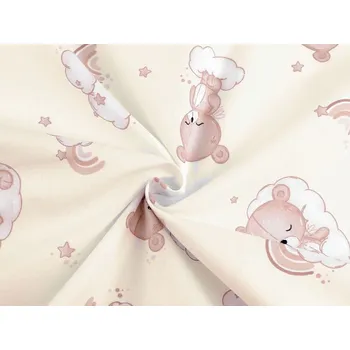 Bavlněná látka / plátno medvídek METRÁŽ - 2 (281) béžová světlá