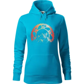 Dámská mikina DOBRÝ TRIKO Dámská mikina s potiskem Horská jízda Velikost dámské mikiny: S, Barva: Tyrkysová