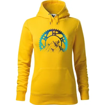 Dámská mikina DOBRÝ TRIKO Dámská mikina s potiskem Horská jízda Velikost dámské mikiny: XL, Barva: Žlutá