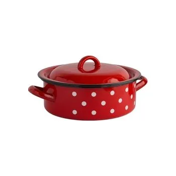 Hrnec Kastrol s poklicí smalt červený/puntíky 22 cm 2,5l