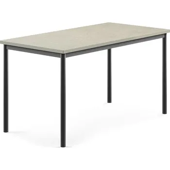 Jídelní stůl Stůl SONITUS, 1400x700x720 mm, antracitově šedé nohy, deska s linoleem, šedá