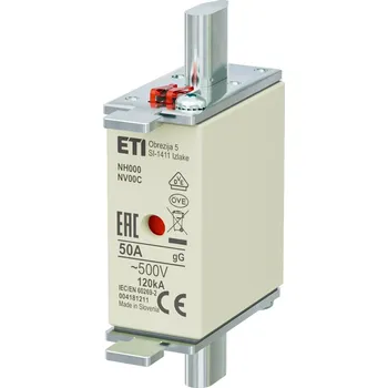 Jistič Vložka pojistková nožová ETI NH000 50 A