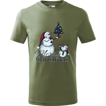 Dětská móda DOBRÝ TRIKO Dětské tričko Merry christmas! Velikost: 134/8 let, Barva: Khaki