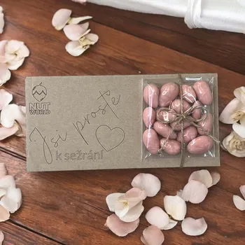 Nutworld.cz Dárková ořechová kazetka 50g - Mandle v jahodovém jogurtu - Jsi prostě k sežrání