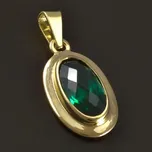 Goldpoint Zlatý přívěs broušený synt. smaragd Váha: 1.26 g