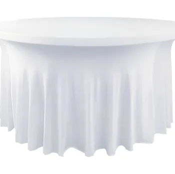 Napínací potah TENTino Elastický ubrus SKIRTING na kulatý stůl 122 cm Barva ubrusu: BÍLÁ / WHITE
