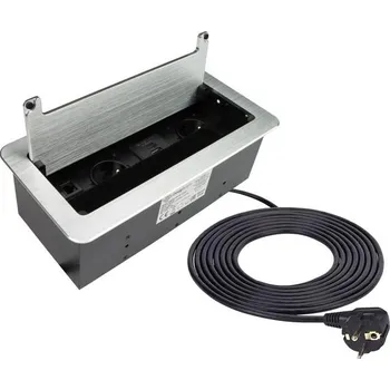 Prodlužovací kabel LED21 Nábytková zásuvka INBOX s USB A+C, RJ45 a HDMI, barva hliník