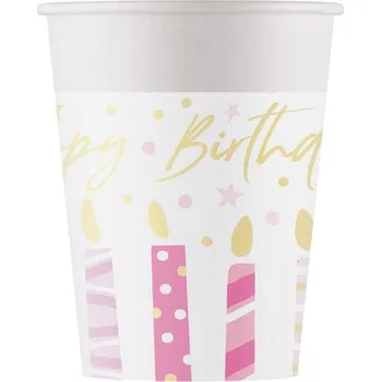 Party nádobí Procos Kelímky papírové Birthday Candles 200ml 8ks