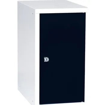 Šatní skříň Box na osobní věci CUBE, uzamykatelný, 450x250x400 mm, bílá/černé dveře