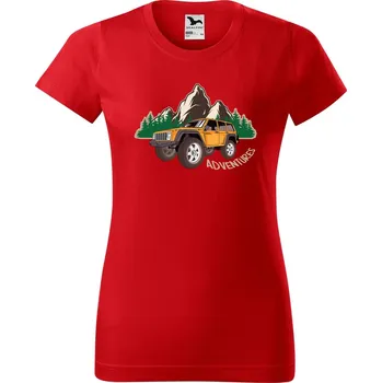 Dámské tričko DOBRÝ TRIKO Dámské tričko s potiskem Adventures Barva: Červená, Velikost: XS