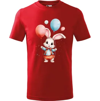 Dětská móda DOBRÝ TRIKO Dětské tričko Zajíček s balónky Velikost: 122/6 let, Barva: Červená