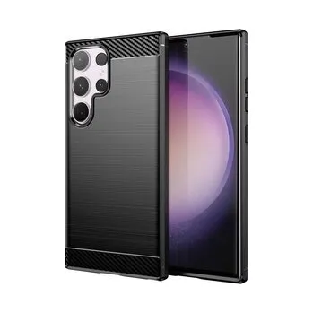 Etui Carbon Case do Samsung Galaxy S24 Ultra elastyczny silikonowy karbonowy pokrowiec - czarny