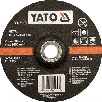 Řezný kotouč Kotouč na kov 230 x 22 x 3,2 mm vypouklý Yato YT-6120