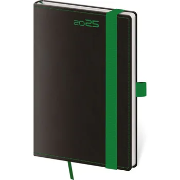 Diář Helma365 Kapesní diář s poutkem na propisku 90 x 140 mm týdenní 2025 černý/zelený