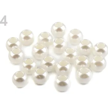 Dětské navlékací korálky Plastové korálky s velkým průvlekem perleťové 6x8 mm 200664 - 4 Off White