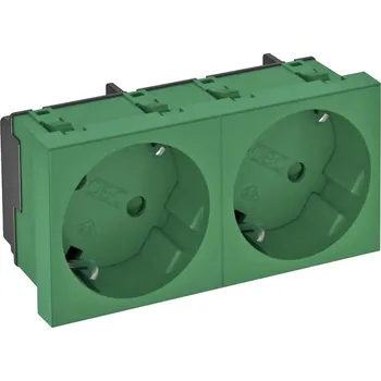 Elektrická zásuvka OBO Bettermann 6120107 přístrojová vložka 2x zásuvka (š x v x h) 90 x 45 x 42 mm 1 ks zelená