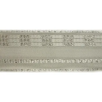 Stuha Plátnová stuha se vzorem, monofilem, metaloplastem a drátem, 25 mm, stříbrná