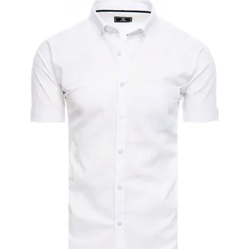 Pánská košile Bavlněná pánská košile s krátkým rukávem KX0981 - M Barva: Bílá, Velikost: M