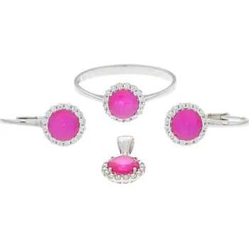 Souprava šperků Set z bílého zlata s růžovými zirkony