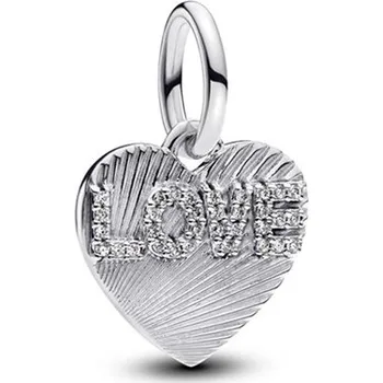 Přívěsek Visací přívěsek PANDORA Srdce s nápisem Love ke gravírování 793604C01