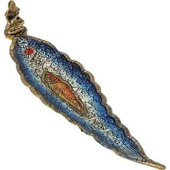 Vonná tyčinka Stojánek na vonné tyčinky kov list Buddha modrý