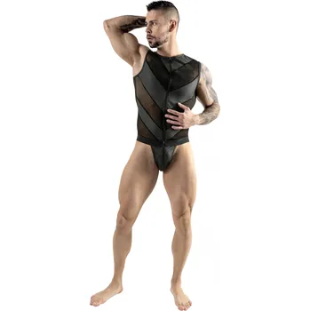 Pánské erotické prádlo Pánské triko se zipem až k rozkroku M